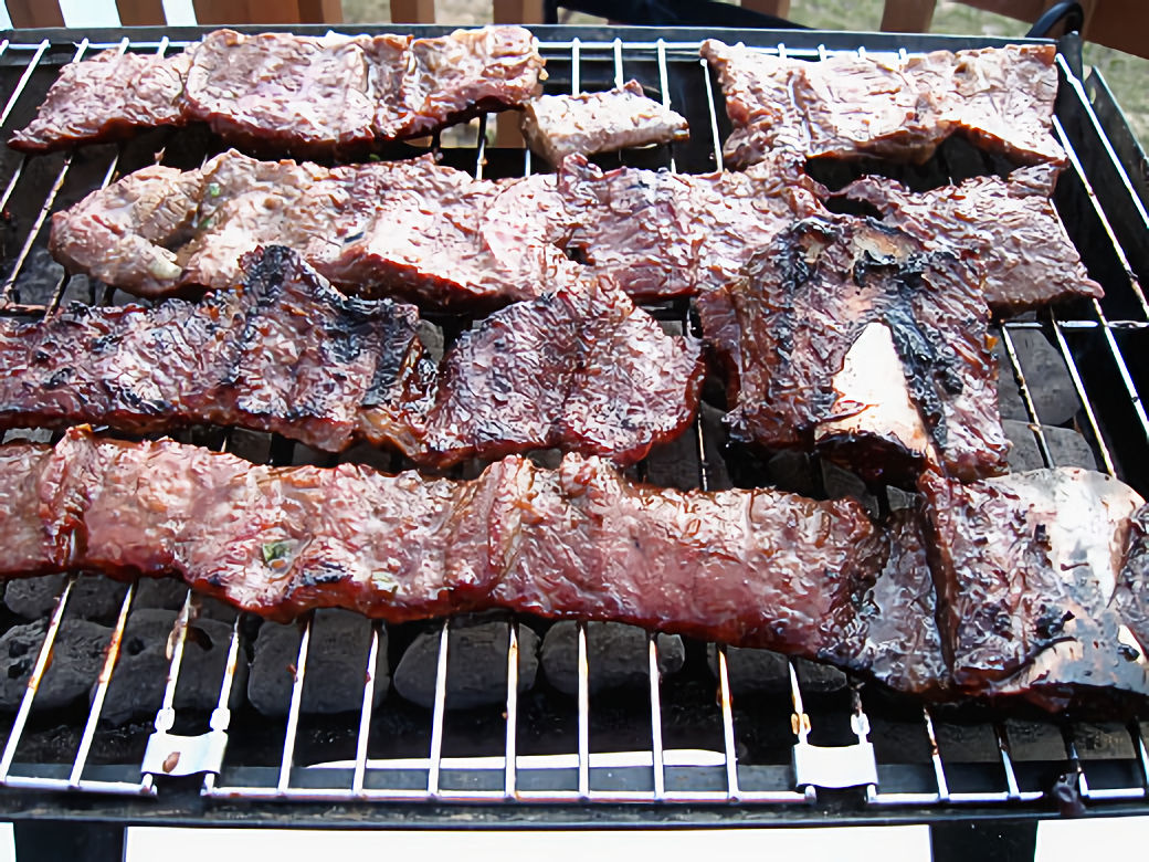 Wang Galbi on the grill